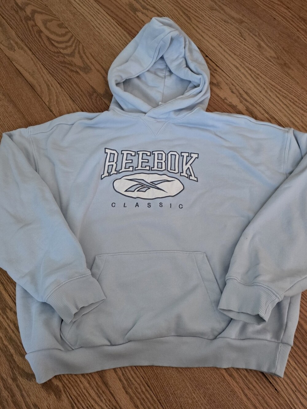 Reebok Women's Classics Archive Essentials Big Logo Hoodie in light blue - L